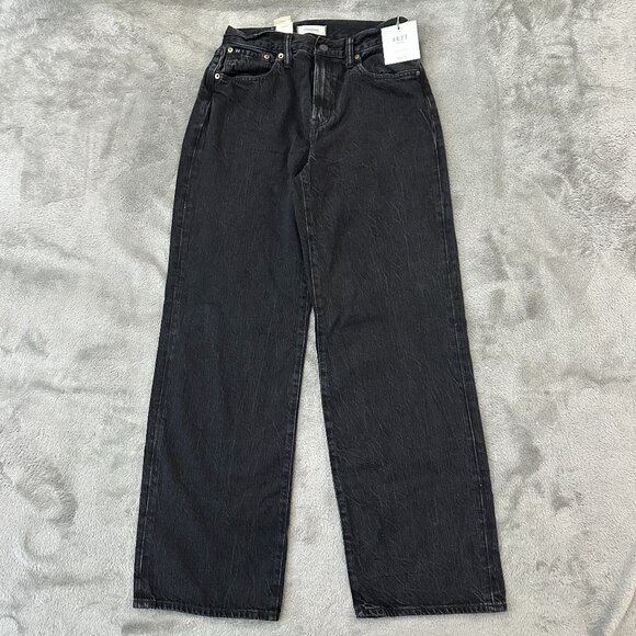 NWT AE77 Stovepipe Jeans Black Women's size 2 Short 2S American Eagle Wide Leg - Picture 1 of 9